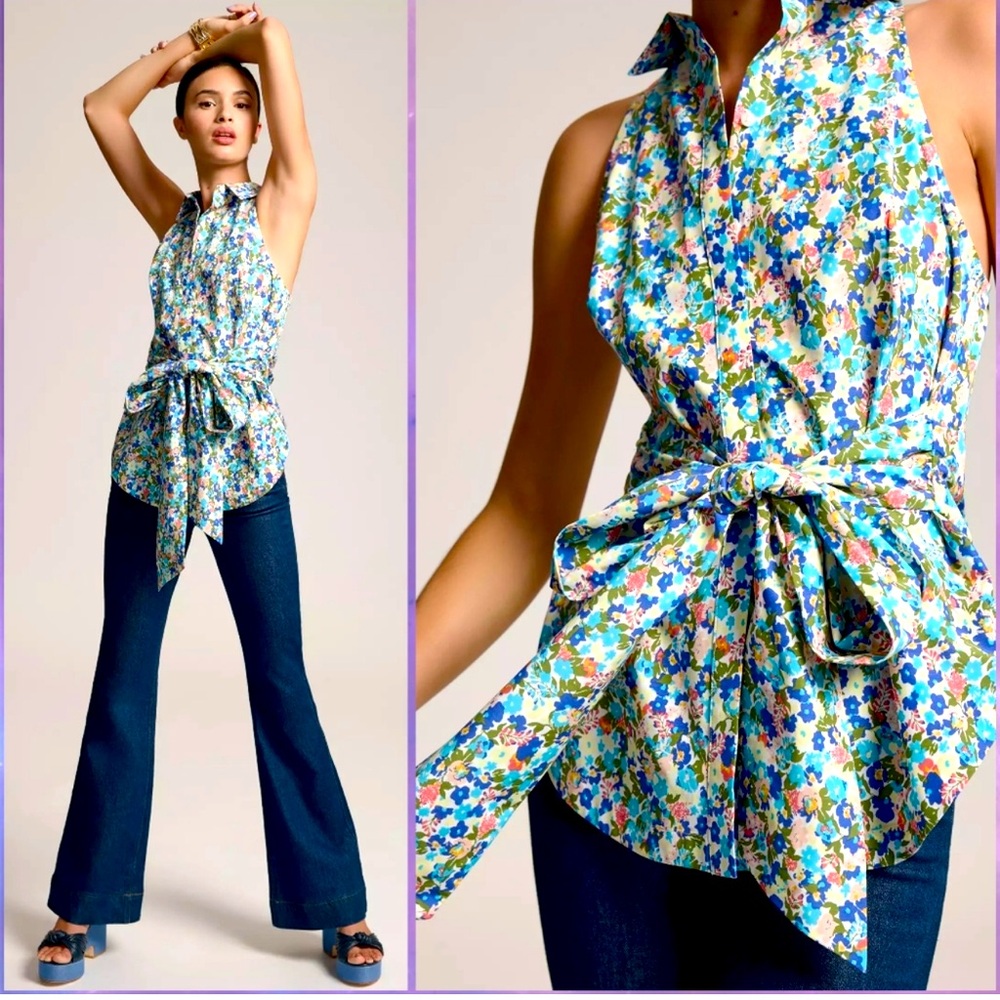 Anthropologie Maeve Tie-Front Sleeveless Top size M - NWOT